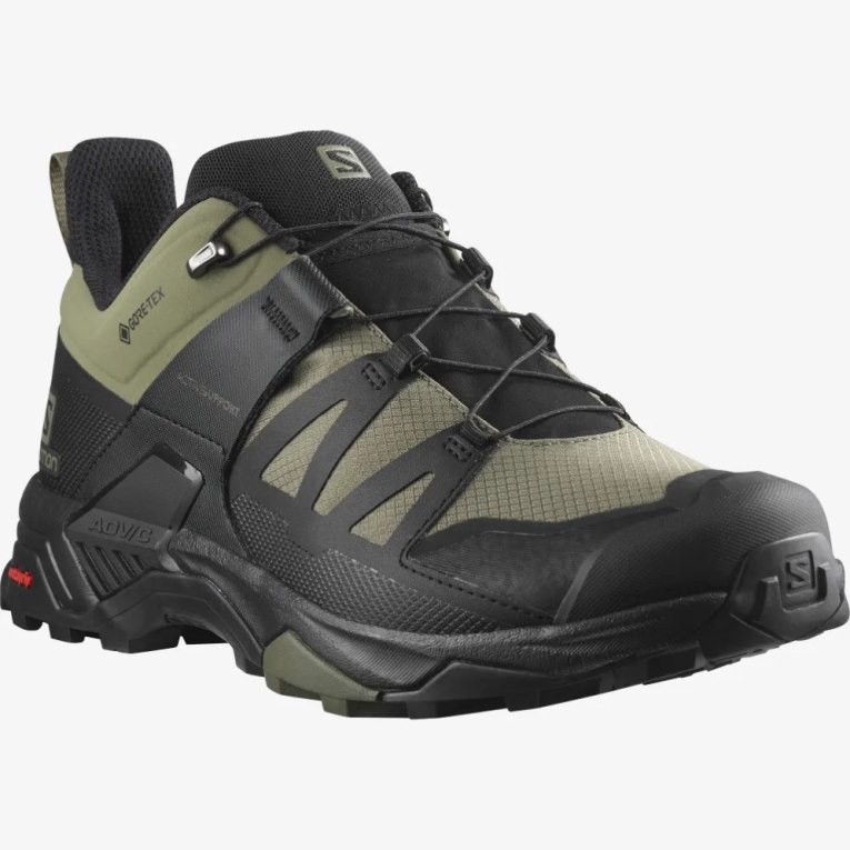 Black / Olive Salomon X Ultra 4 Wide GTX Men's Hiking Shoes | PH 23146F